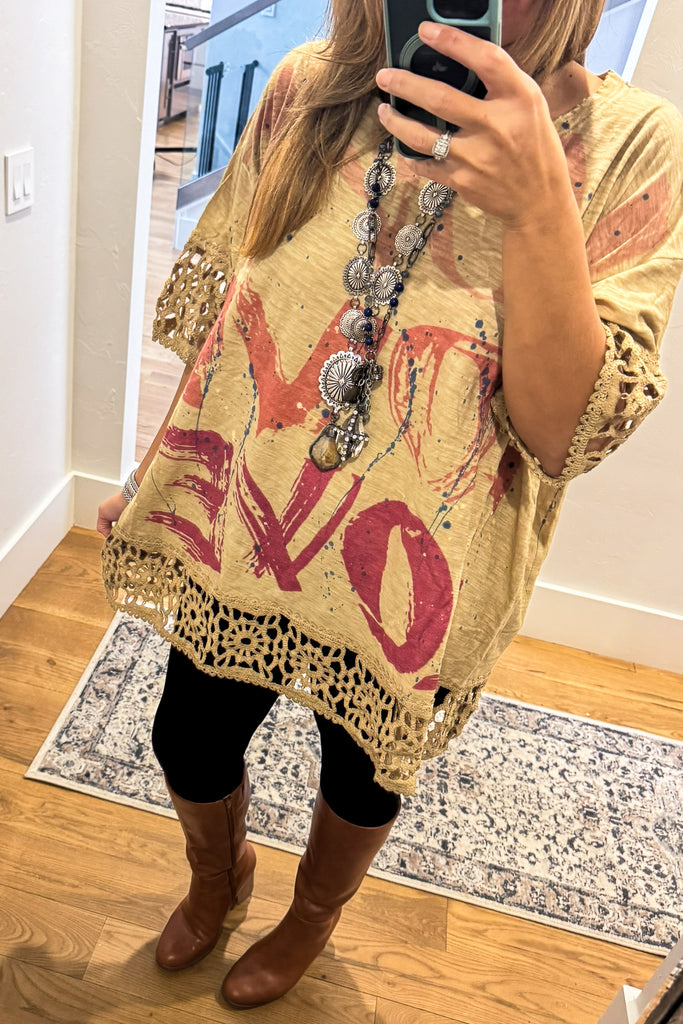 PRE ORDER :  Free Spirit Love Cotton Oversized Tunic – 100% Cotton - Made in USA