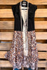 AHB EXCLUSIVE: All The While Vest/Duster  - Black/Leopard - 100% COTTON