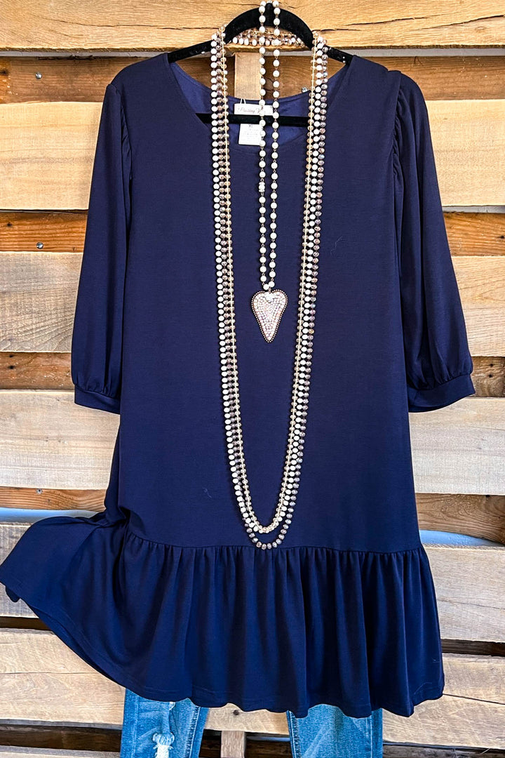 Keeps Getting Better Dress - Navy Blue - SALE