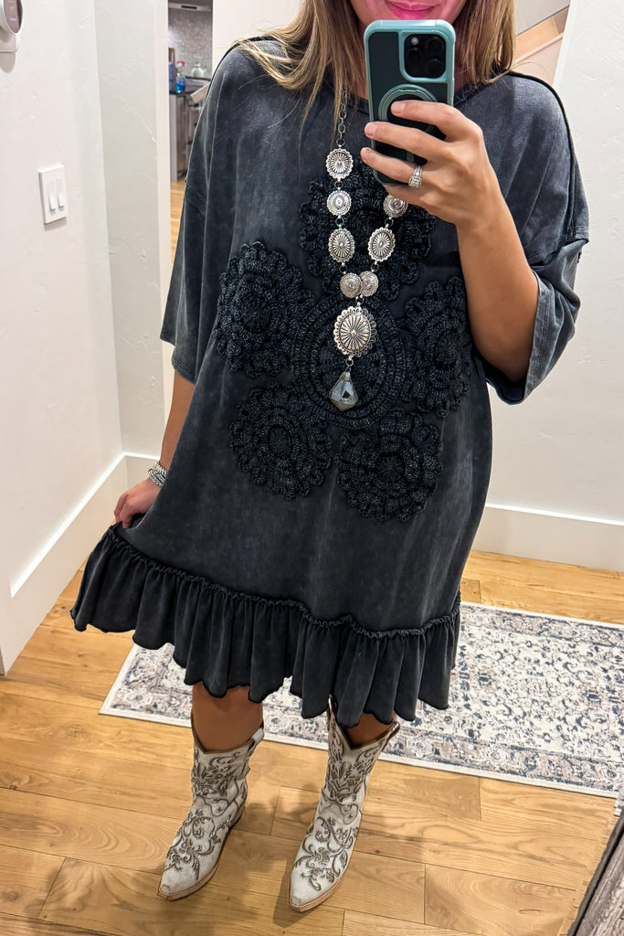 Saving Grace Oversized  Dress - Black - Cotton/Spandex Blend