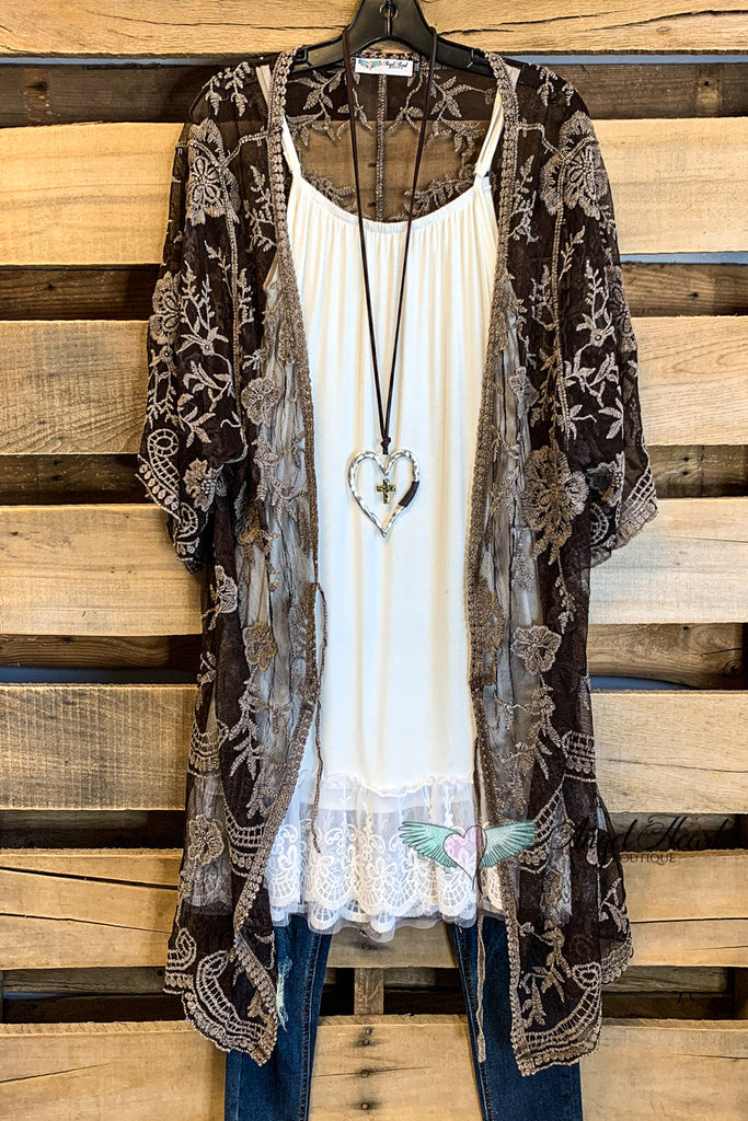 AHB EXCLUSIVE: More Than Just a Friend Lace Kimono - Brown/Greyish