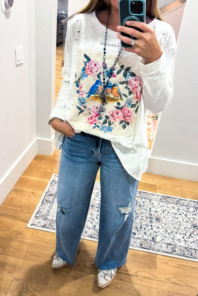 Songbirds Floral Cotton Top - 100% Cotton