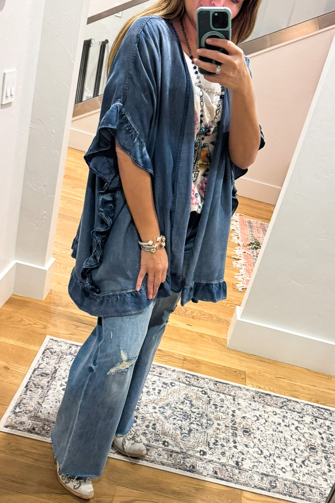 Respected Ruffles Cardigan - Denim