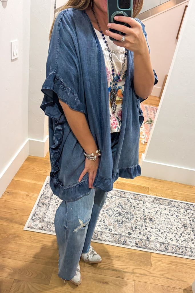 Respected Ruffles Cardigan - Denim