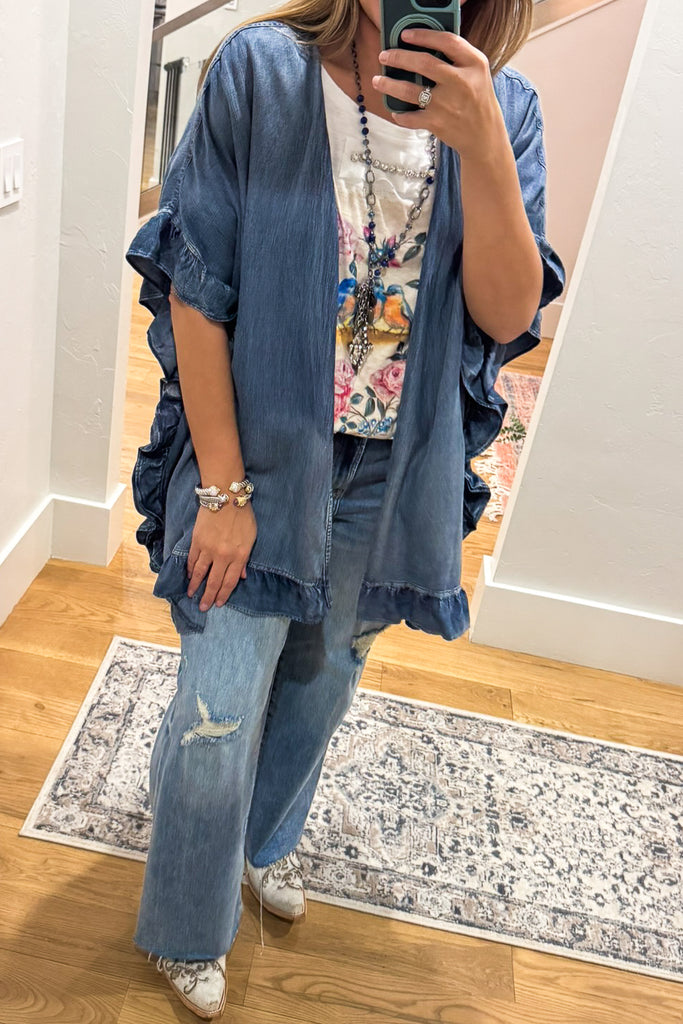 Respected Ruffles Cardigan - Denim