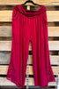 Walk With Me Ankle Laced Pants - Crimson
