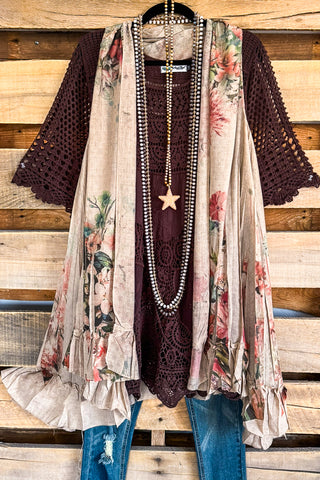 Miss You More Embroidered Poncho Vest - Berry