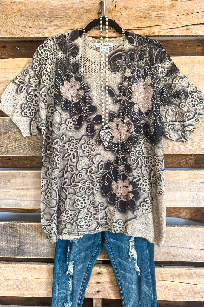 Midnight Blooms Top - Olive - 100% COTTON