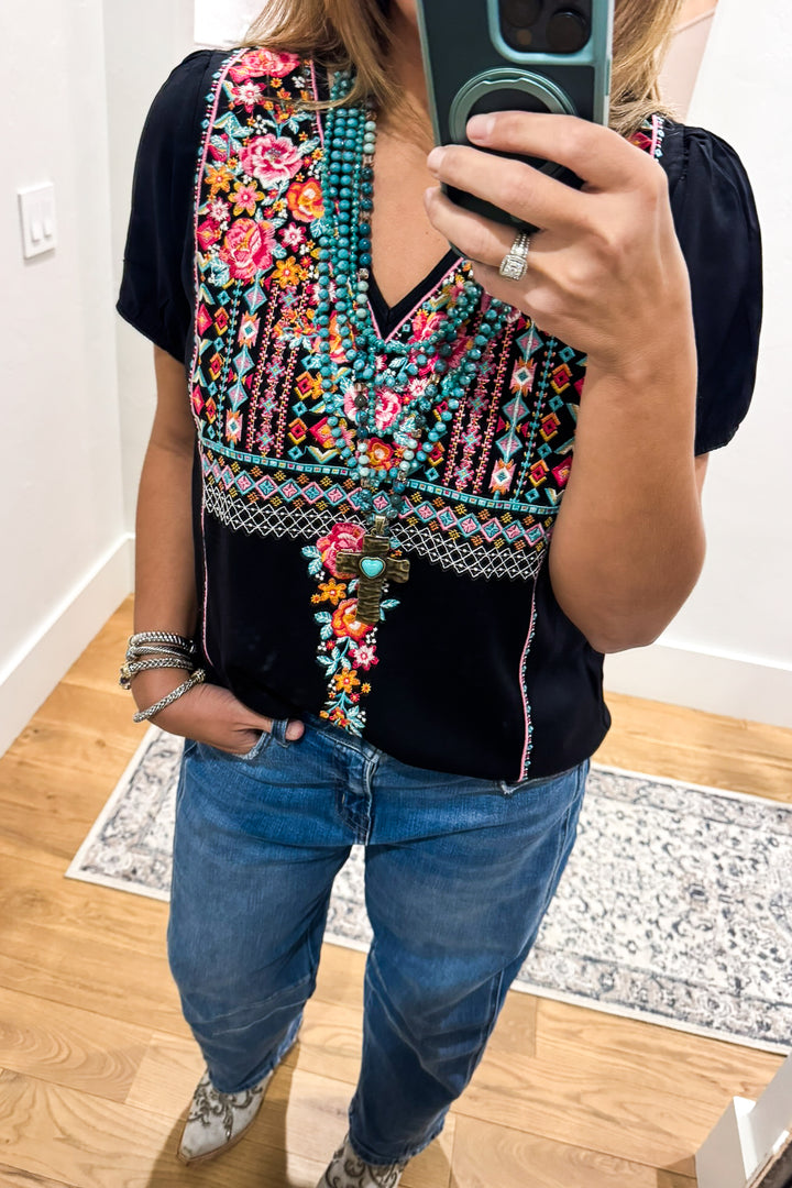 AHB EXCLUSIVE:  Rainy Rose Blouse - Black