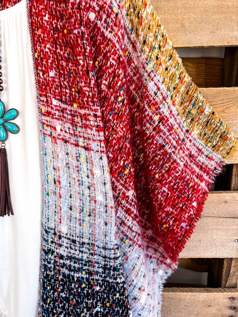 Right About You Shawl  - Red/Blue