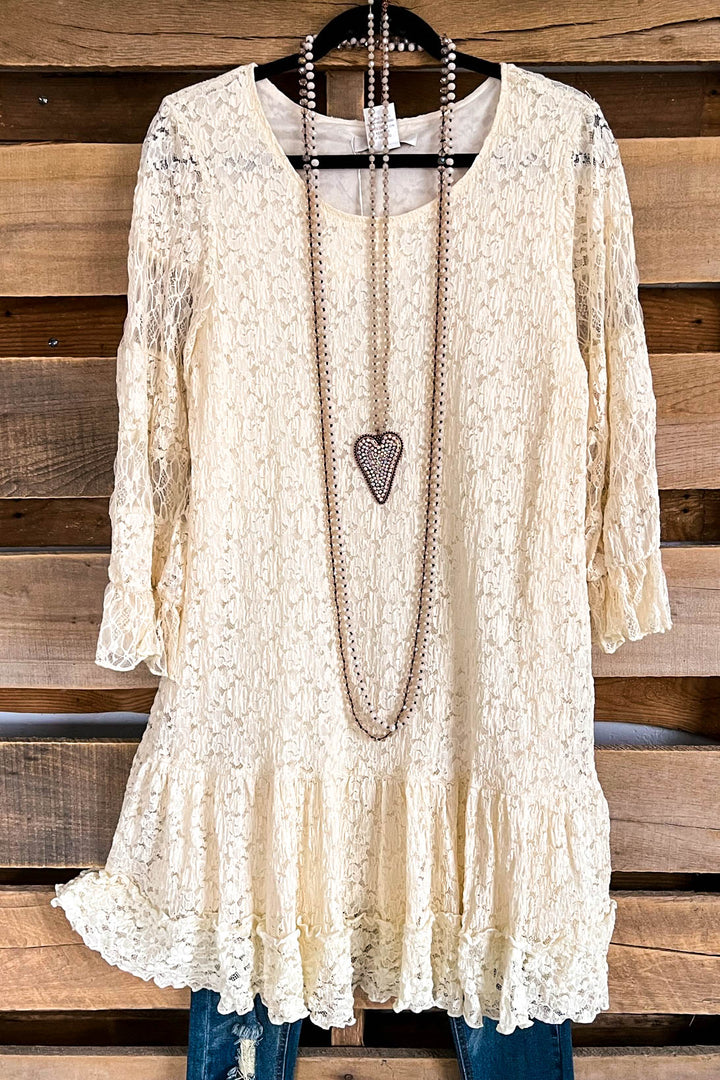Swept Off My Feet Dress - Beige - SALE