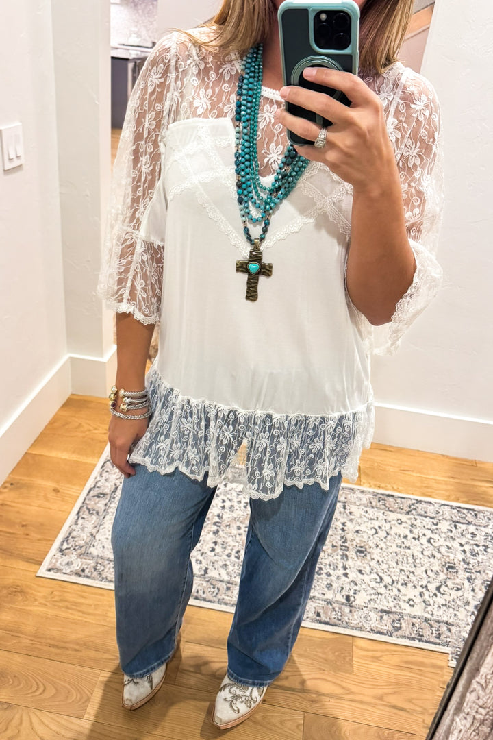 Mix And Mingle Top- Ivory (size 6 to 12) . - SALE