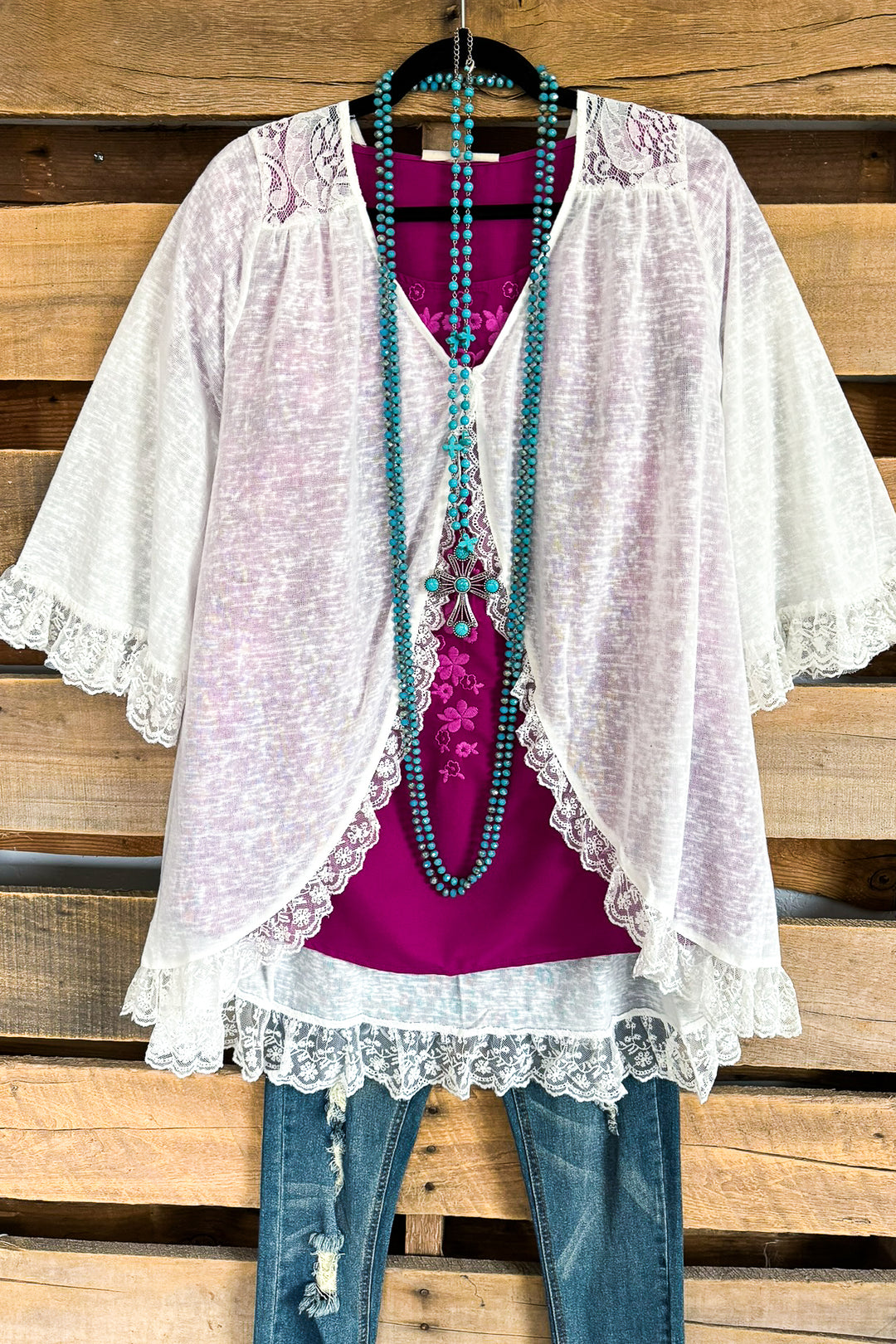 Lovely Lace Cardigan - White - SALE
