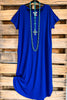 Cold Shoulder MAXI T-shirt Dress - Cobalt Blue