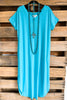 Cold Shoulder T-shirt Maxi Dress - Aqua