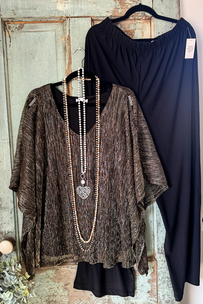 Exclusive 2 Piece Pant Set - Bronze/Gold/Black