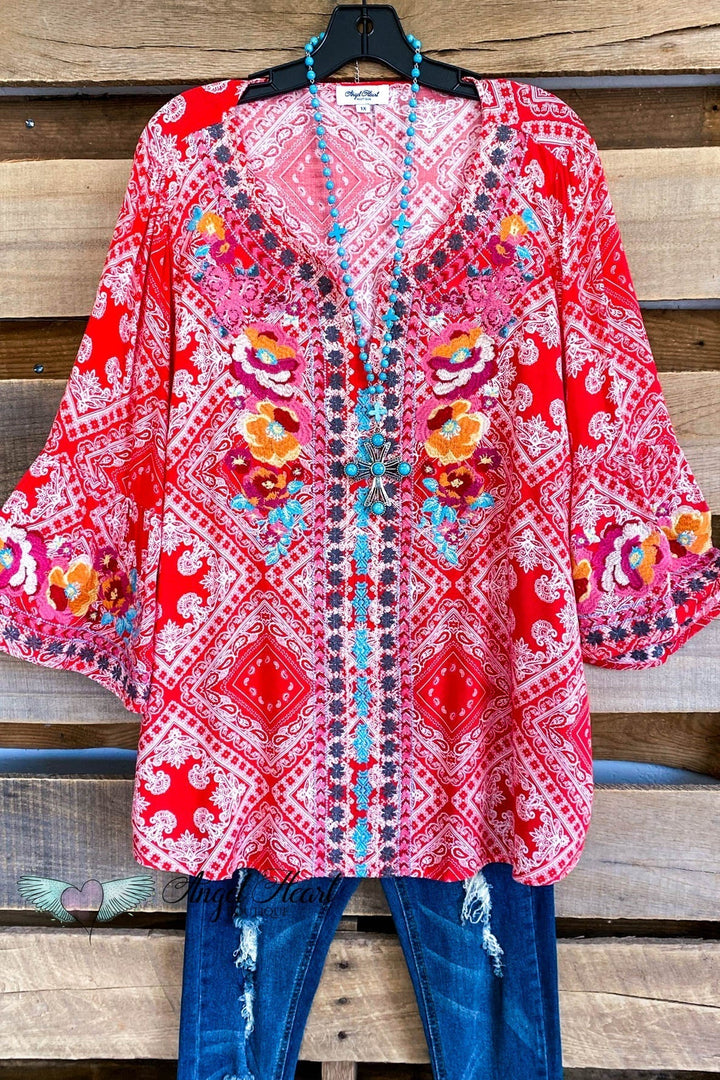 AHB EXCLUSIVE:  Bandana Love Blouse - Red - SALE