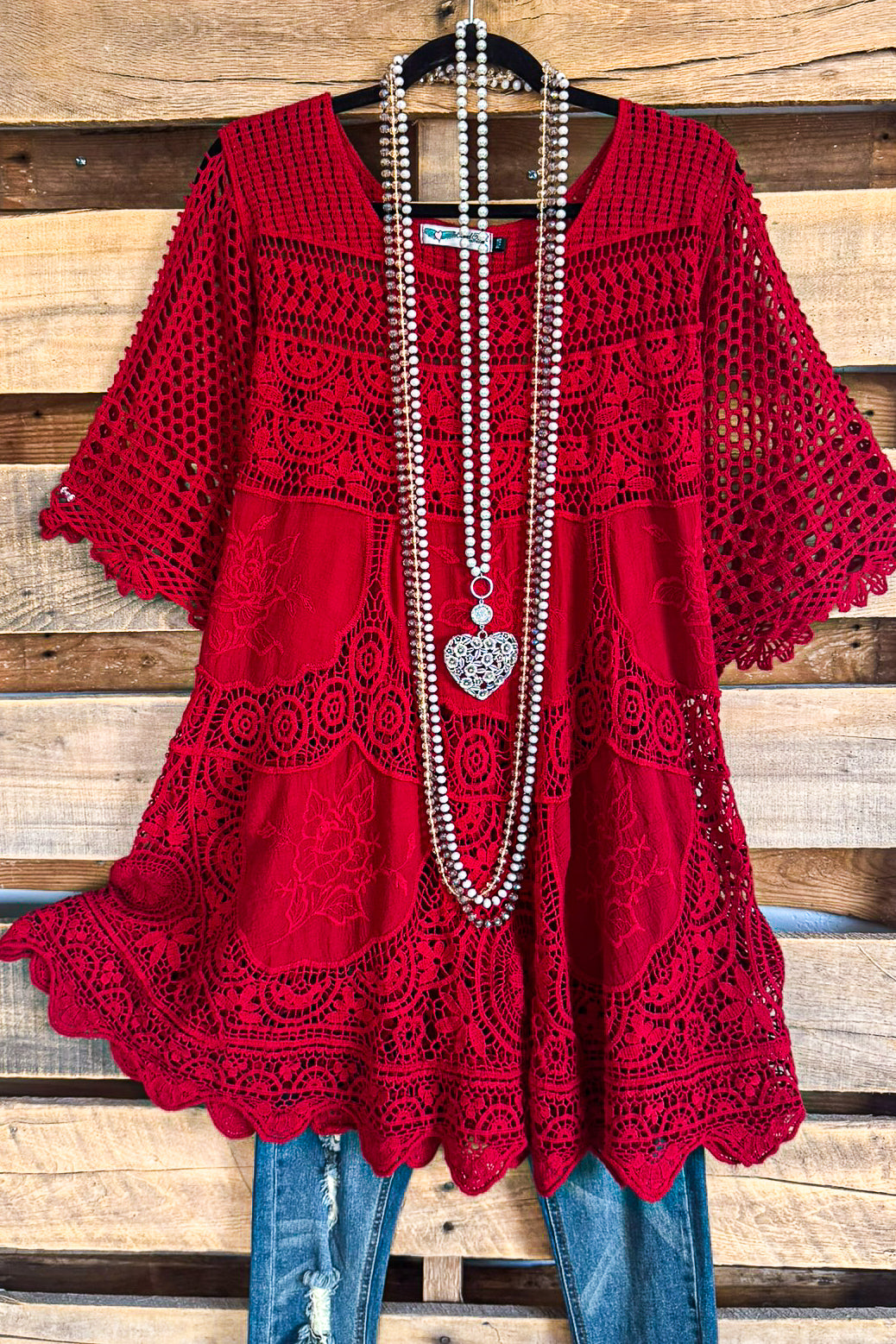 AHB EXCLUSIVE: Delightful Details Cotton Top - Red- 100% COTTON