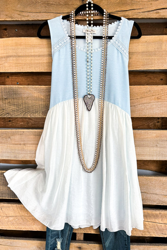 Raining Spring Dress - Blue/White