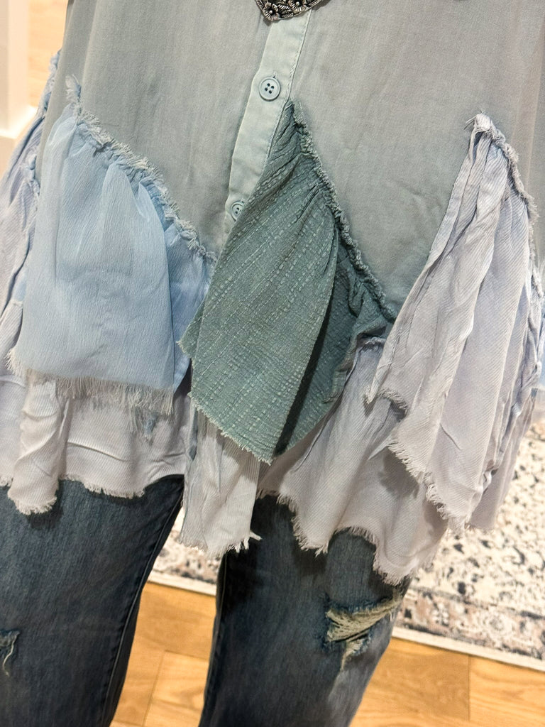 Oversized Kindly Spoken Top - Blue