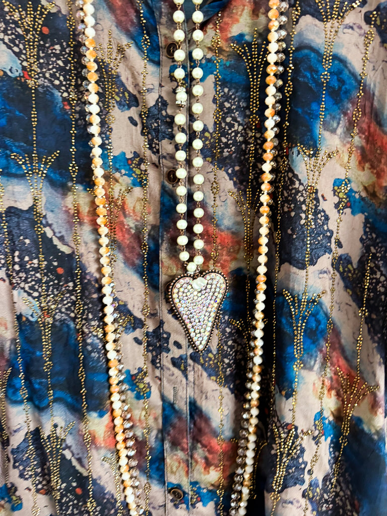 Around The World Sheer Top - Brown - SALE
