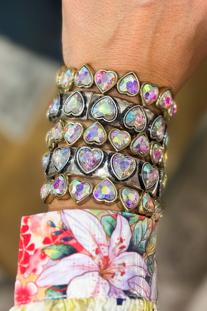 Gold Tone Heart Stretch Bracelet (EACH SOLD SEPARATELY)