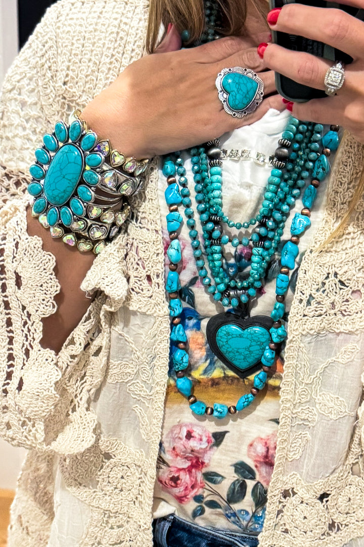 Boho Turquoise-Inspired Heart Necklace