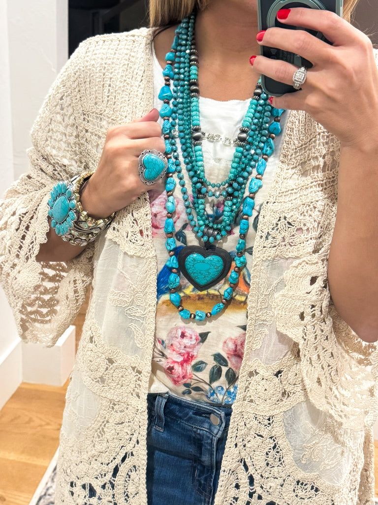 Gracefully Polished Crochet Cardigan - Natural - COTTON BLEND