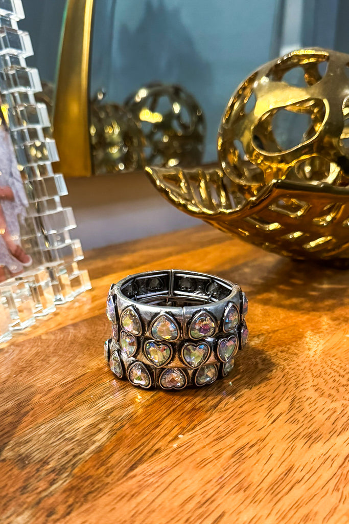 Silver Tone Heart Stretch Bracelet (EACH SOLD SEPARATELY)