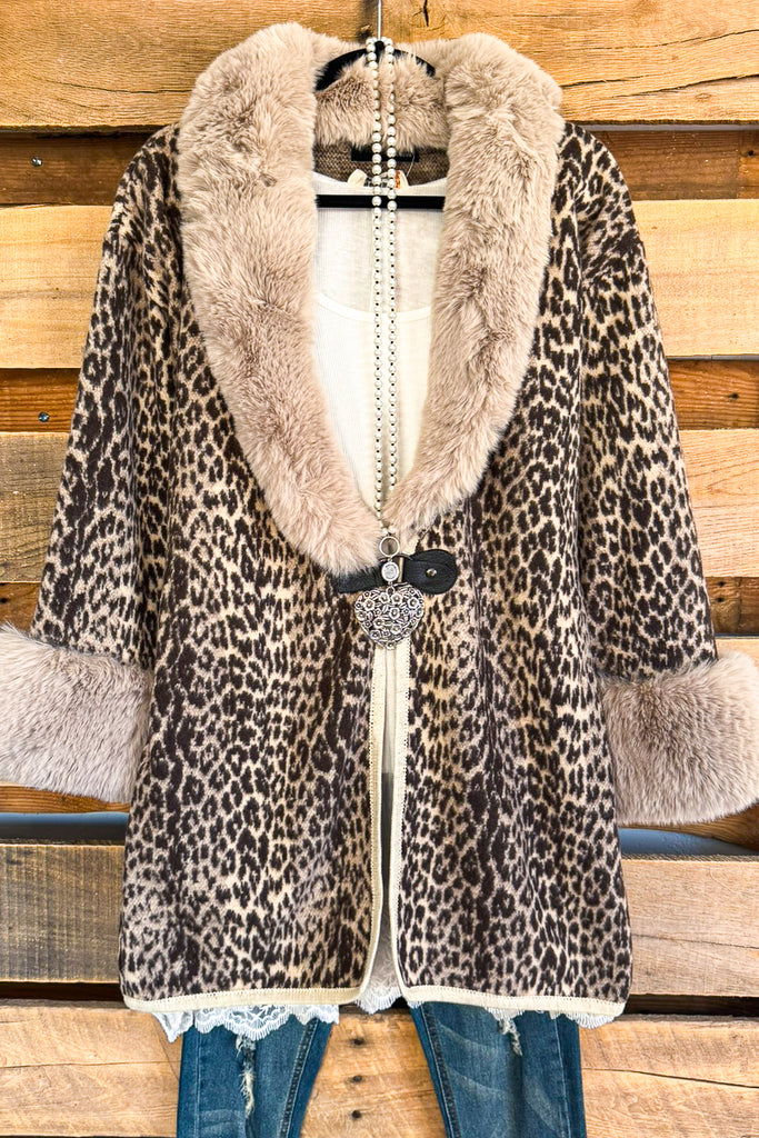 Downtown Meet Up Faux Fur Coat - Mocha/Brown