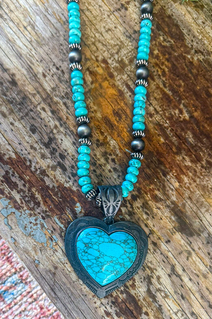 Boho Turquoise-Inspired Heart Necklace