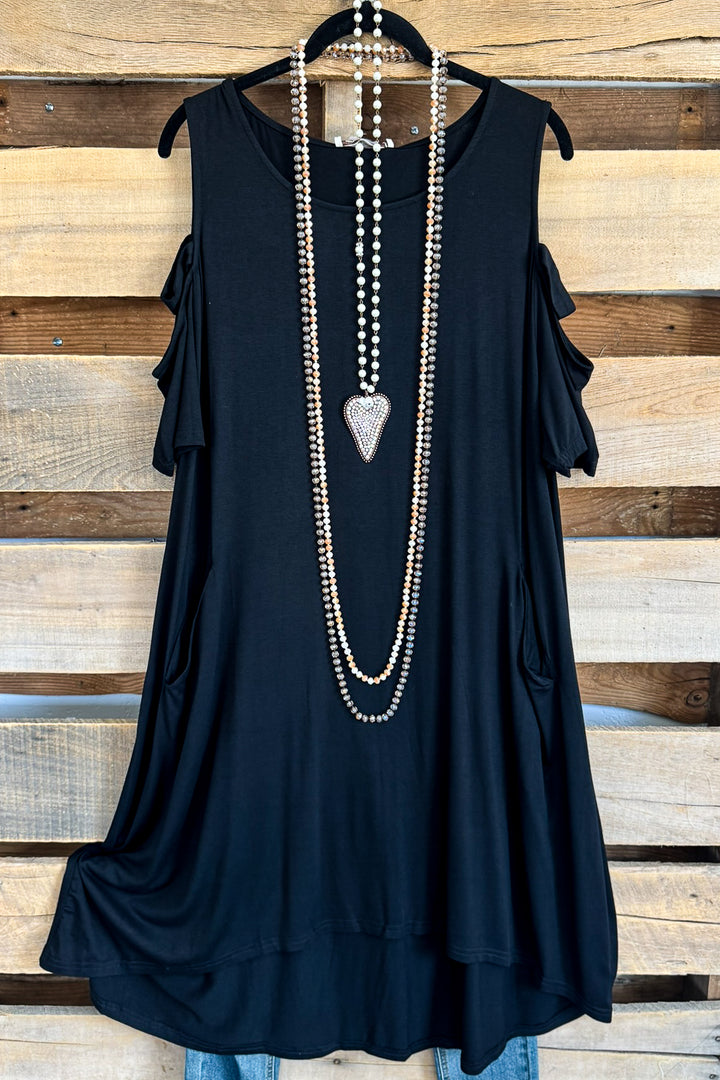 Classic Cold Shoulder Dress - Black