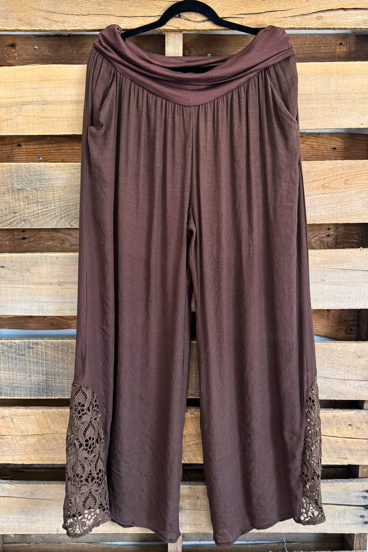Walk With Me Ankle Laced Pants - Brown