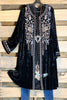 AHB EXCLUSIVE: Long Velvet Embroidery Cardigan - Black