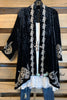 AHB EXCLUSIVE: Crushed Velvet Embroidered Cardigan - Black