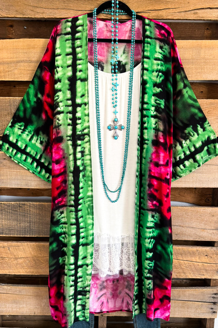 Orchard Whispers Kimono - Pink/Green - SALE