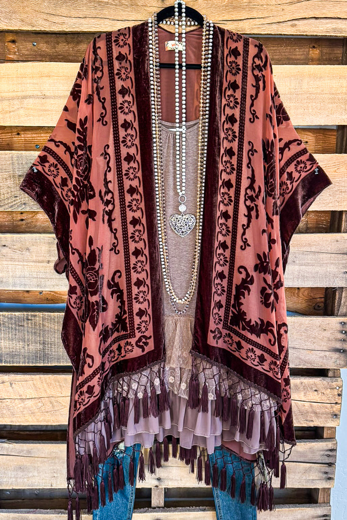 AHB EXCLUSIVE: Stained Glass Kimono Burnout Velvet - Choc.Straw