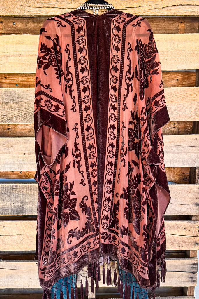 AHB EXCLUSIVE: Stained Glass Kimono Burnout Velvet - Choc.Straw