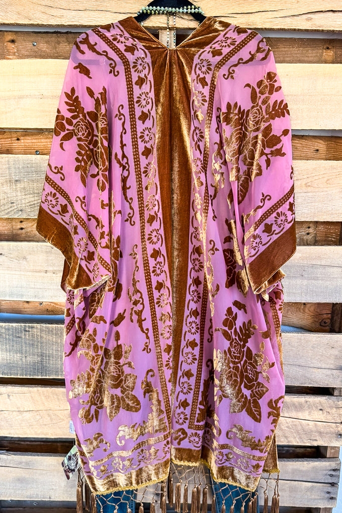 AHB EXCLUSIVE: Stained Glass Kimono Burnout Velvet - Golden Mauve