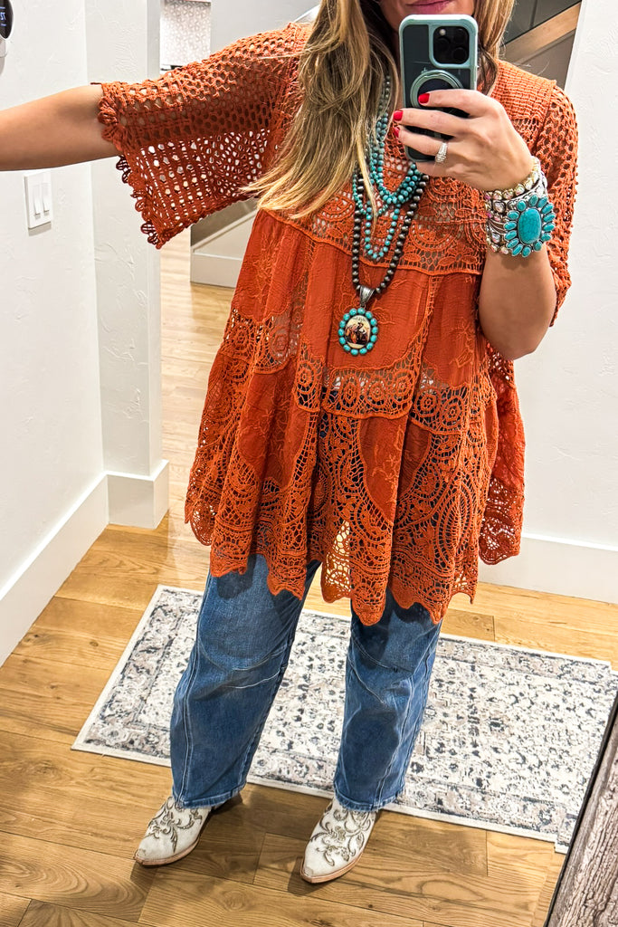 AHB EXCLUSIVE: Delightful Details Top - Rust  - 100% COTTON