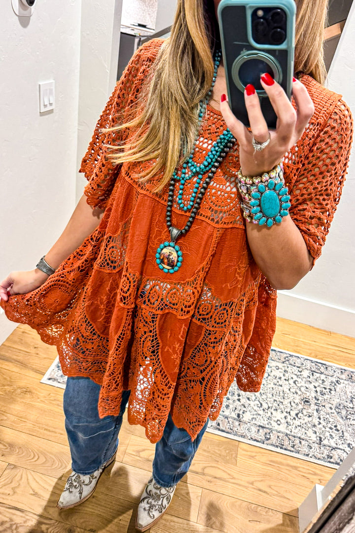 AHB EXCLUSIVE: Delightful Details Top - Rust  - 100% COTTON
