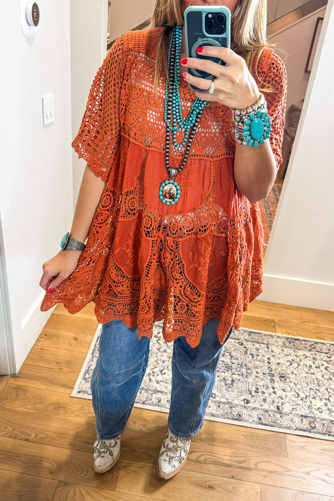 AHB EXCLUSIVE: Delightful Details Top - Rust  - 100% COTTON