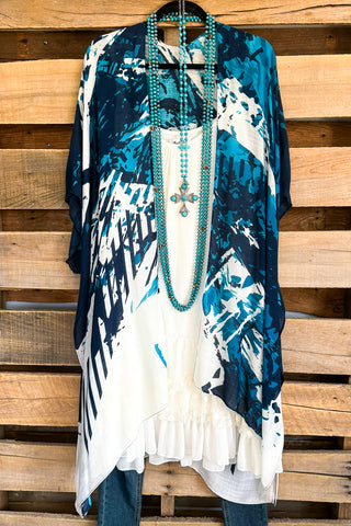 Boho Vibes Oversized Kimono - Blue