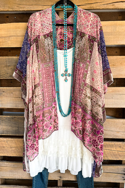 AHB EXCLUSIVE: Sizzling Burnout Velvet Kimono - Pink Patch