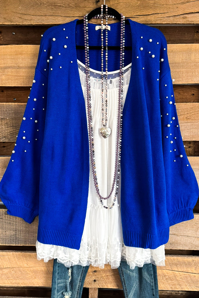 Royal Pearl Cardigan - Royal Blue