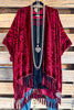 Wrapped In Greatness Oversized Burnout Velvet Kimono - Burgundy