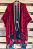 Wrapped In Greatness Oversized Burnout Velvet Kimono - Burgundy