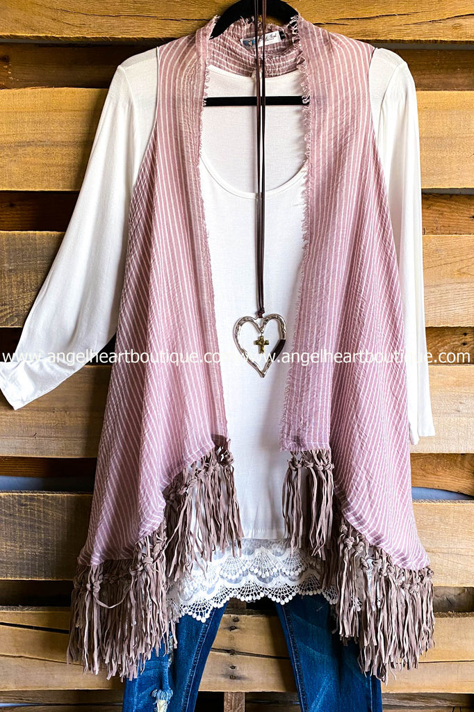 AHB EXCLUSIVE: If I Could Fringe Vest - Mauve -100% COTTON