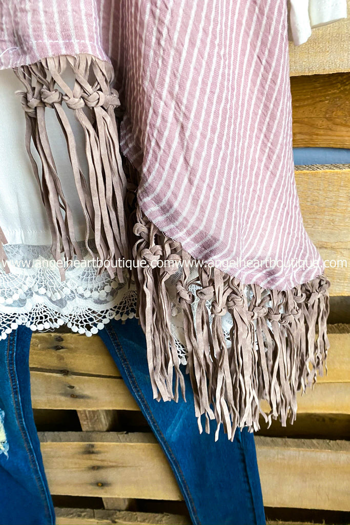 AHB EXCLUSIVE: If I Could Fringe Vest - Mauve -100% COTTON