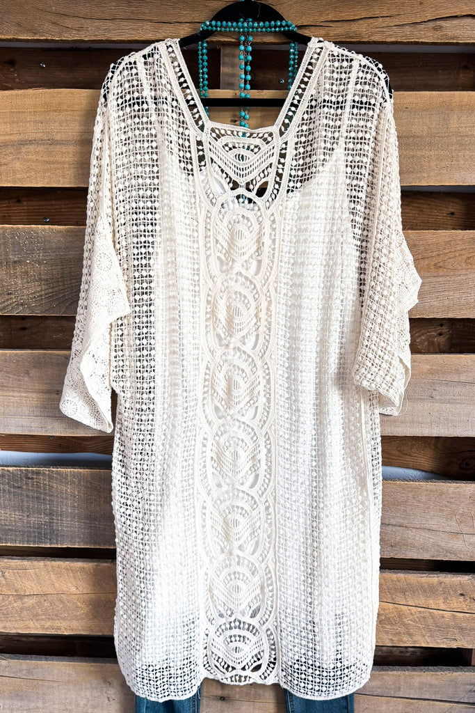 Lost For Words Crochet Cardigan - Ivory - 100% COTTON